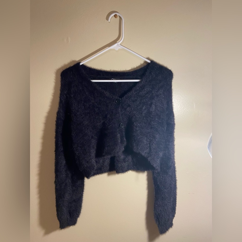 Fuzzy Black Cardigan